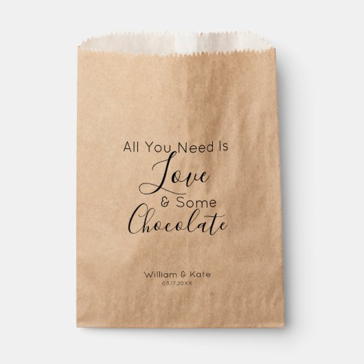 Sachets En Papier Loisir Chocolat traitement Mariage personnalisé (Devant)