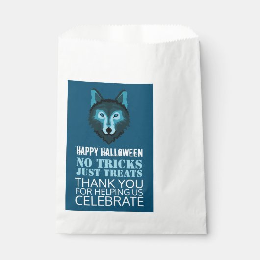 Sachets En Papier Loup Bleu, Fête d'Halloween (Devant)