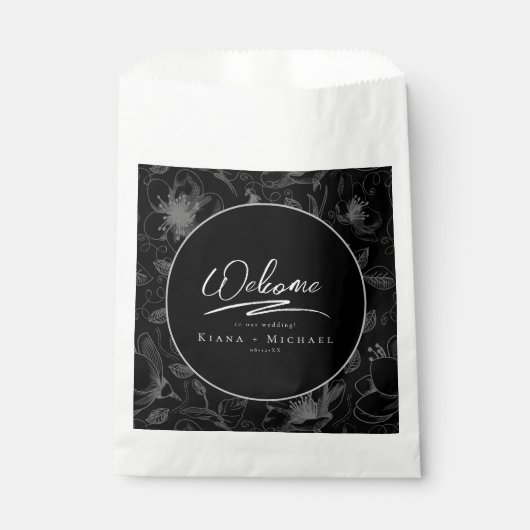 Sachets En Papier Love Calligraphie Mariage Motif Floral Wht ID940 (Devant)