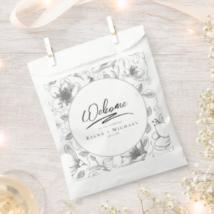 Sachets En Papier Love Calligraphy Mariage Floral Pattern Blk ID940