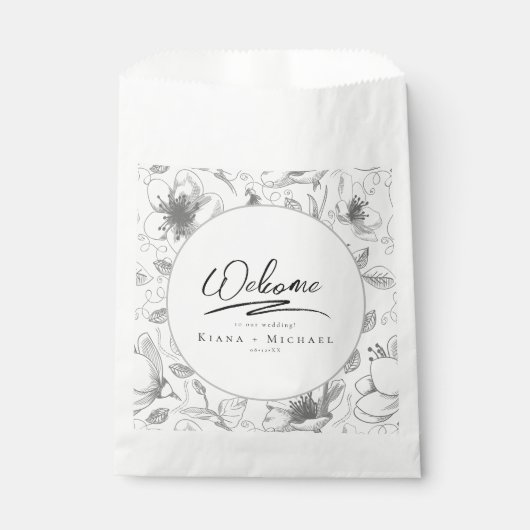 Sachets En Papier Love Calligraphy Mariage Floral Pattern Blk ID940 (Devant)