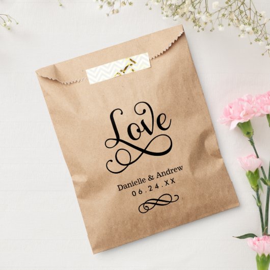 Sachets En Papier Love Elegant noir Script Mariage Monogramme (Scellé)