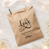 Sachets En Papier Love Elegant noir Script Mariage Monogramme (Coupé)