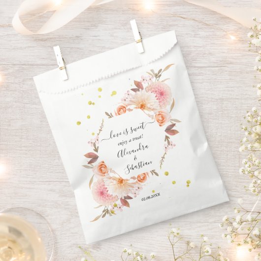 Sachets En Papier Love is Sweet Floral Wedding Sweet Treat (Coupé)