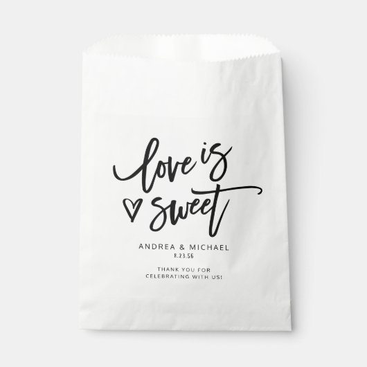 Sachets En Papier Love is Sweet Modern Fun Mariage Coeur écriture (Devant)
