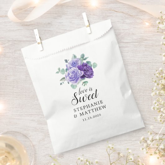 Sachets En Papier Love Is Sweet Purple Blooms Eucalyptus Wedding (Coupé)