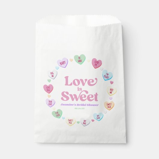 Sachets En Papier Love Is Sweet Saint-Valentin Bonbons Réception de (Devant)
