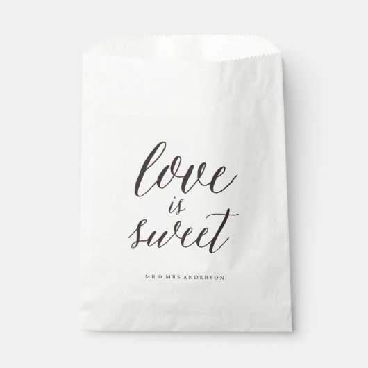 Sachets En Papier Love Is Sweet Script Chic Calligraphie Nom Mariage (Devant)