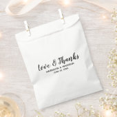 Sachets En Papier Love & Merci noir stylish script mariage moderne (Coupé)