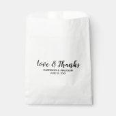 Sachets En Papier Love & Merci noir stylish script mariage moderne (Devant)