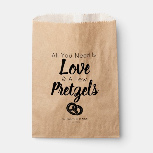 Sachets En Papier Love Pretzel Traiter Mariage Favor Sac (Devant)