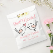 Sachets En Papier Lovebirds juste marié Inséparables roses Mariage (Scellé)