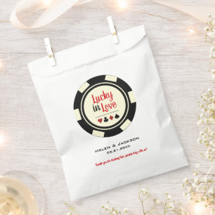 Sachets En Papier Lucky In Love Black Cream White Poker Chip Mariage