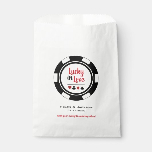 Sachets En Papier Lucky In Love Black White Poker Mariage (Devant)