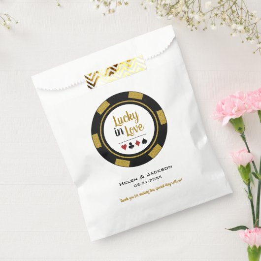 Sachets En Papier Lucky In Love Gold Black White Poker Mariage Chip (Scellé)