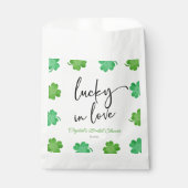 Sachets En Papier Lucky In Love Green Shamrock Clovers Fête des mari (Devant)