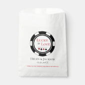 Sachets En Papier Lucky In Love White Black Poker Chip Mariage (Devant)