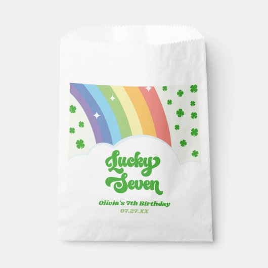 Sachets En Papier Lucky Seven Rainbow Cloches 7e fête d'anniversaire (Devant)