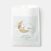 Sachets En Papier Lune et étoiles Bleu Script Baby shower Merci C (Devant)