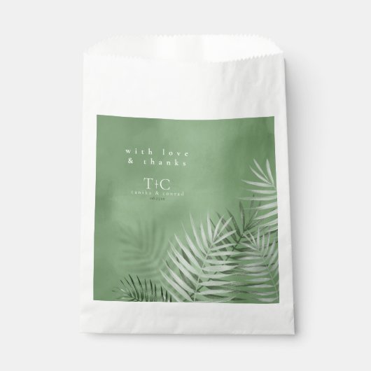 Sachets En Papier Lush Palm Leaf Mariage Merci Moss Green ID956 (Devant)