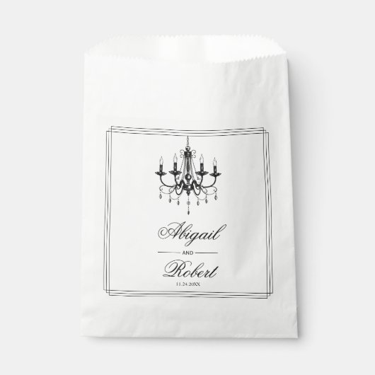 Sachets En Papier Lustre noir et blanc Vieux mariage argent (Devant)
