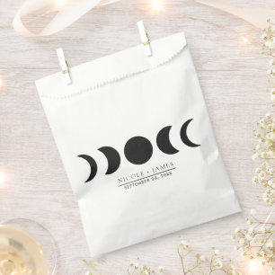 Sachets En Papier Luxe Lunaire Mariage à Phase de Lune Noir & Crème