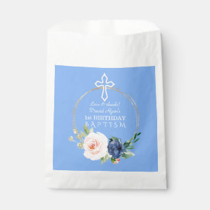 Sachets En Papier Luxe Pink Blue Floral Boy 1er Anniversaire & Baptê