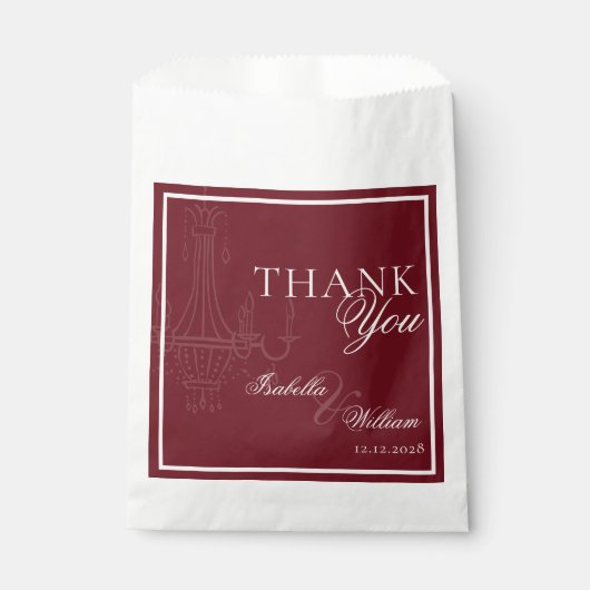 Sachets En Papier Luxury dark Red Old Money Wedding chandelier (Devant)