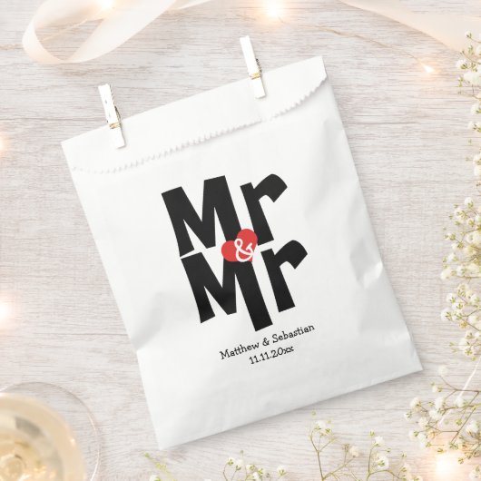 Sachets En Papier M. et M. Mariage moderne Personnalisé (Coupé)