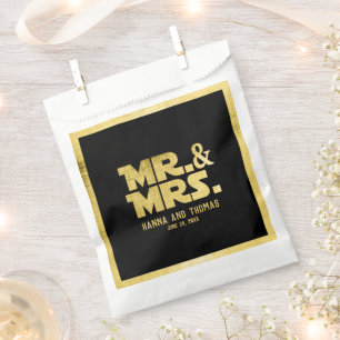 Sachets En Papier M. et Mme Black Gold Sci Fi Mariage à thème