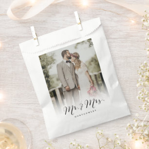 Sachets En Papier M. et Mme Photo de mariage chic calligraphié