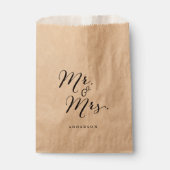 Sachets En Papier M & Mme Nom Calligraphié Script Classique Mariage (Devant)