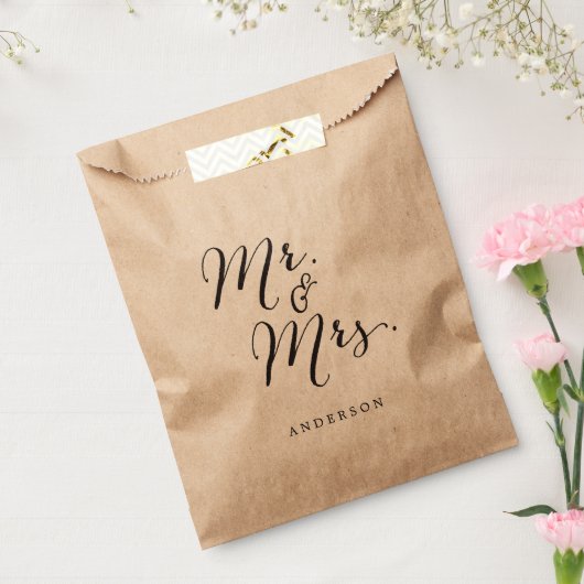 Sachets En Papier M & Mme Nom Calligraphié Script Classique Mariage (Scellé)