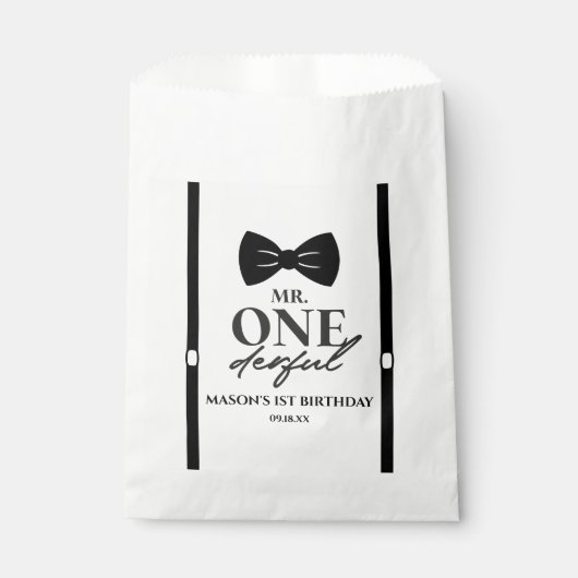 Sachets En Papier M. ONEderful Bowtie Première fête d'anniversaire (Devant)