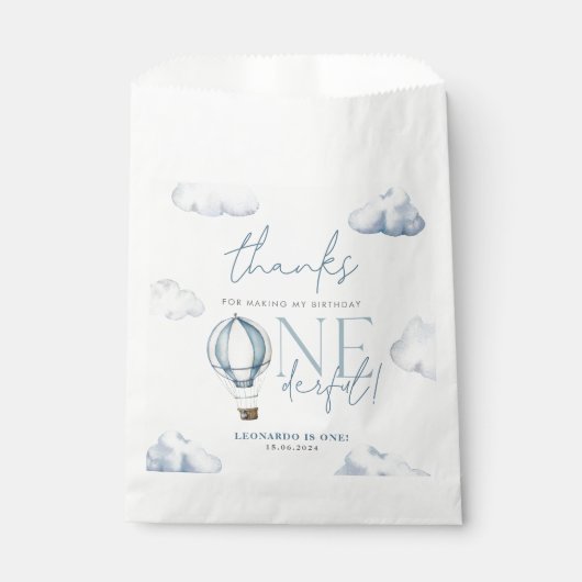 Sachets En Papier M. ONEderful Hot Air Ballon Boy 1er anniversaire B (Devant)