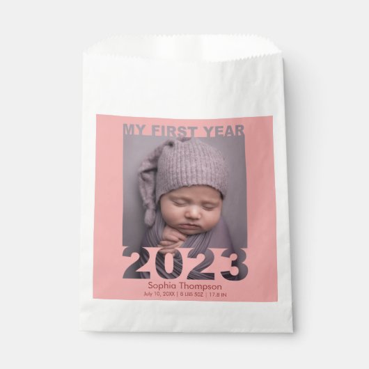 Sachets En Papier Ma première année 2023 Découpe moderne Baby Photo (Devant)
