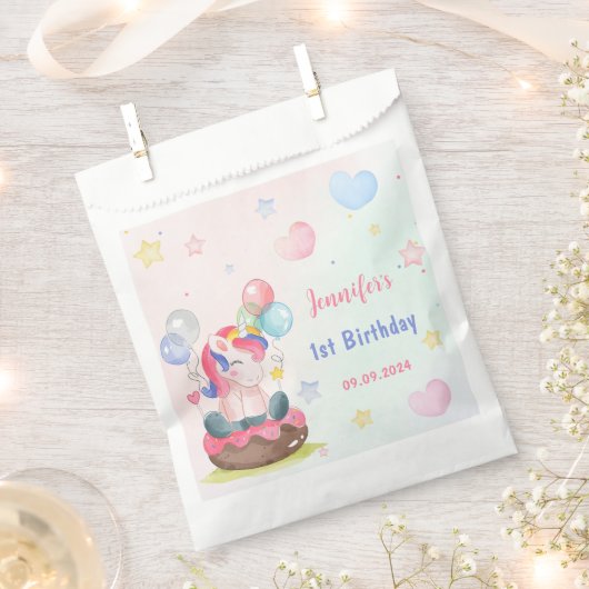 Sachets En Papier Magic Pastel Unicorn Rainbow Birthday Party (Coupé)