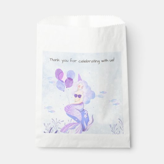 Sachets En Papier Magie Sirène Thème Anniversaire (Devant)