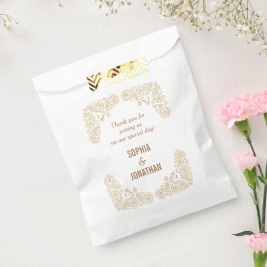 Sachets En Papier Main Rustique tiré Paisley Mariage Merci (Scellé)
