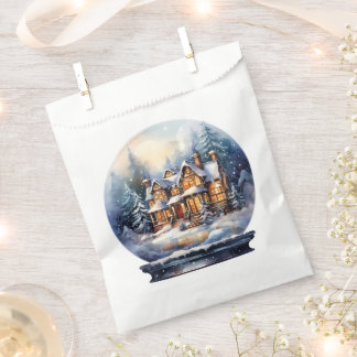 Sachets En Papier Maison d'hiver enneigée boule à neige