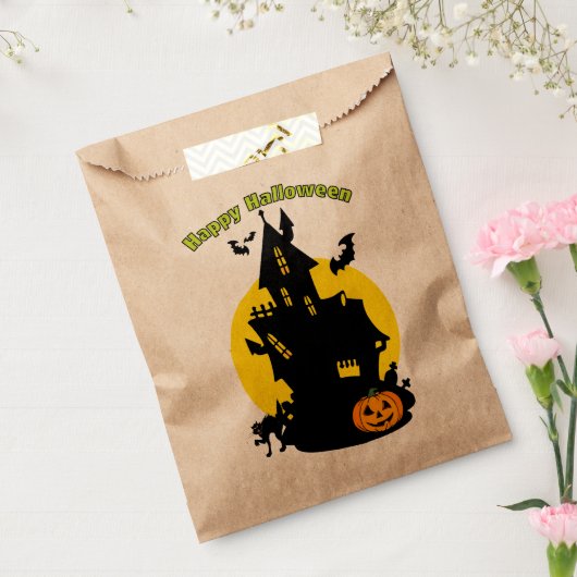 Sachets En Papier Maison hantée avec chauves-souris Happy Halloween  (Scellé)