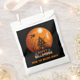 Sachets En Papier Maison hantée Orange et Black Happy Halloween