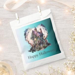 Sachets En Papier Maison Hantée Vert Bleu Ombré Joyeux Halloween
