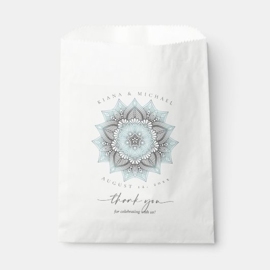 Sachets En Papier Mandala Lace Mariage Merci Lt. Blue ID968 (Devant)