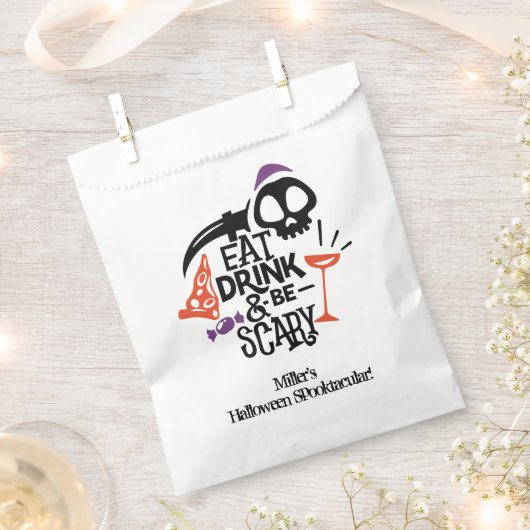 Sachets En Papier Mangez un verre et soyez effrayant Halloween (Coupé)