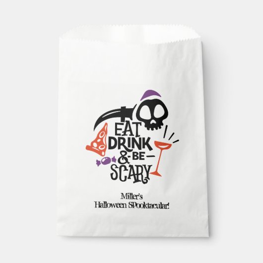Sachets En Papier Mangez un verre et soyez effrayant Halloween (Devant)