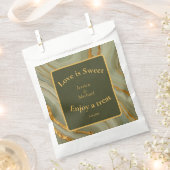 Sachets En Papier Marbre Vert Et Or (Coupé)