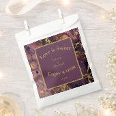 Sachets En Papier Marbre Violet Or Et Prune  (Coupé)