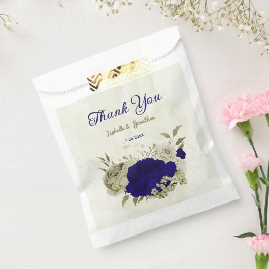 Sachets En Papier Mariage à fleurs bleu Royal (Scellé)