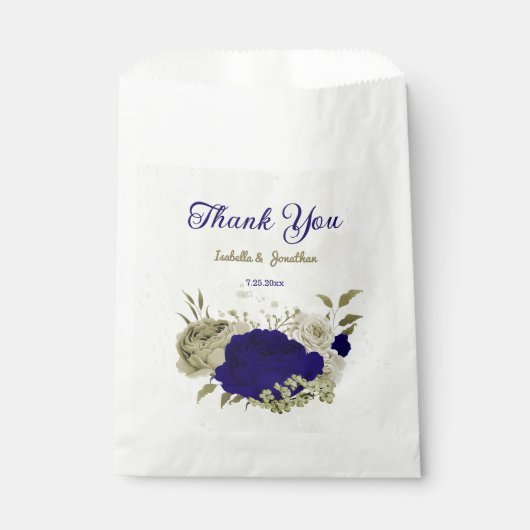 Sachets En Papier Mariage à fleurs bleu Royal (Devant)